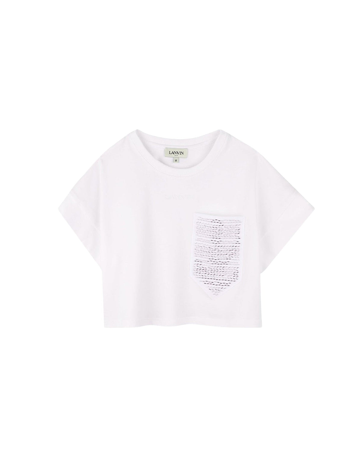 Embroidered crop top - Blanc optique