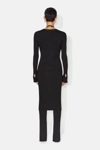 Rhea Lounge Short Sleeve Henley Dress - Black