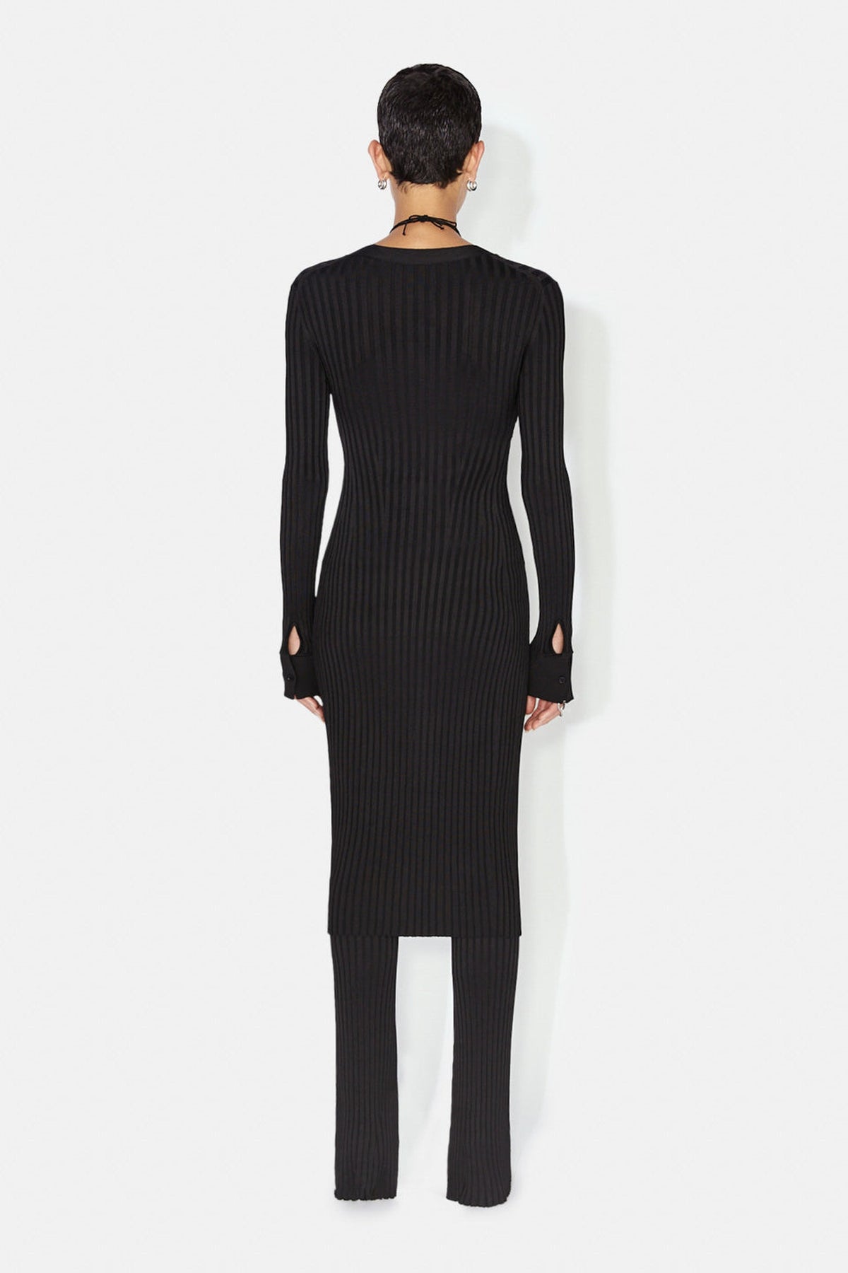 Rhea Lounge Short Sleeve Henley Dress - Black