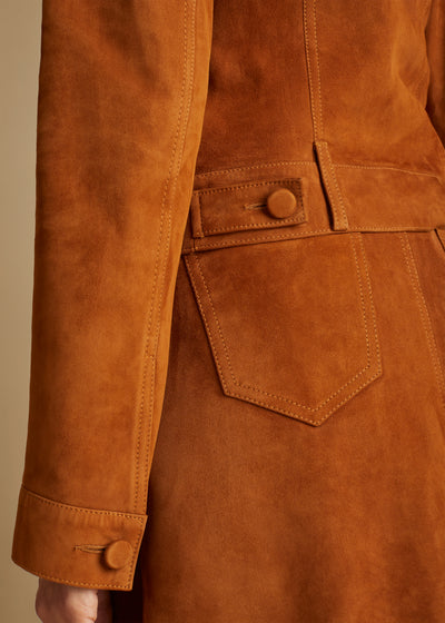 Richard jacket in leather - Chestnut
