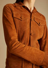 Richard jacket in leather - Chestnut