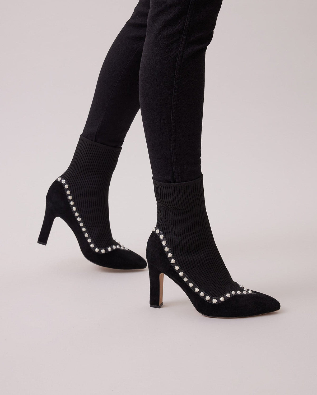 Bottines Rime en daim à bout pointu - Black