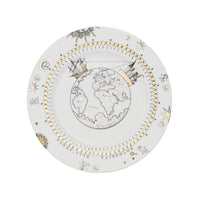 Assiette avec aile Astronomici n°11 en porcelaine - Or & Noir & Blanc