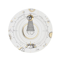 Assiette avec aile Astronomici n°6 en porcelaine - Or & Noir & Blanc