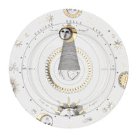 Assiette avec aile Astronomici n°6 en porcelaine - Or & Noir & Blanc