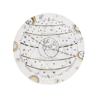 Assiette avec aile Astronomici n°7 en porcelaine - Or & Noir & Blanc