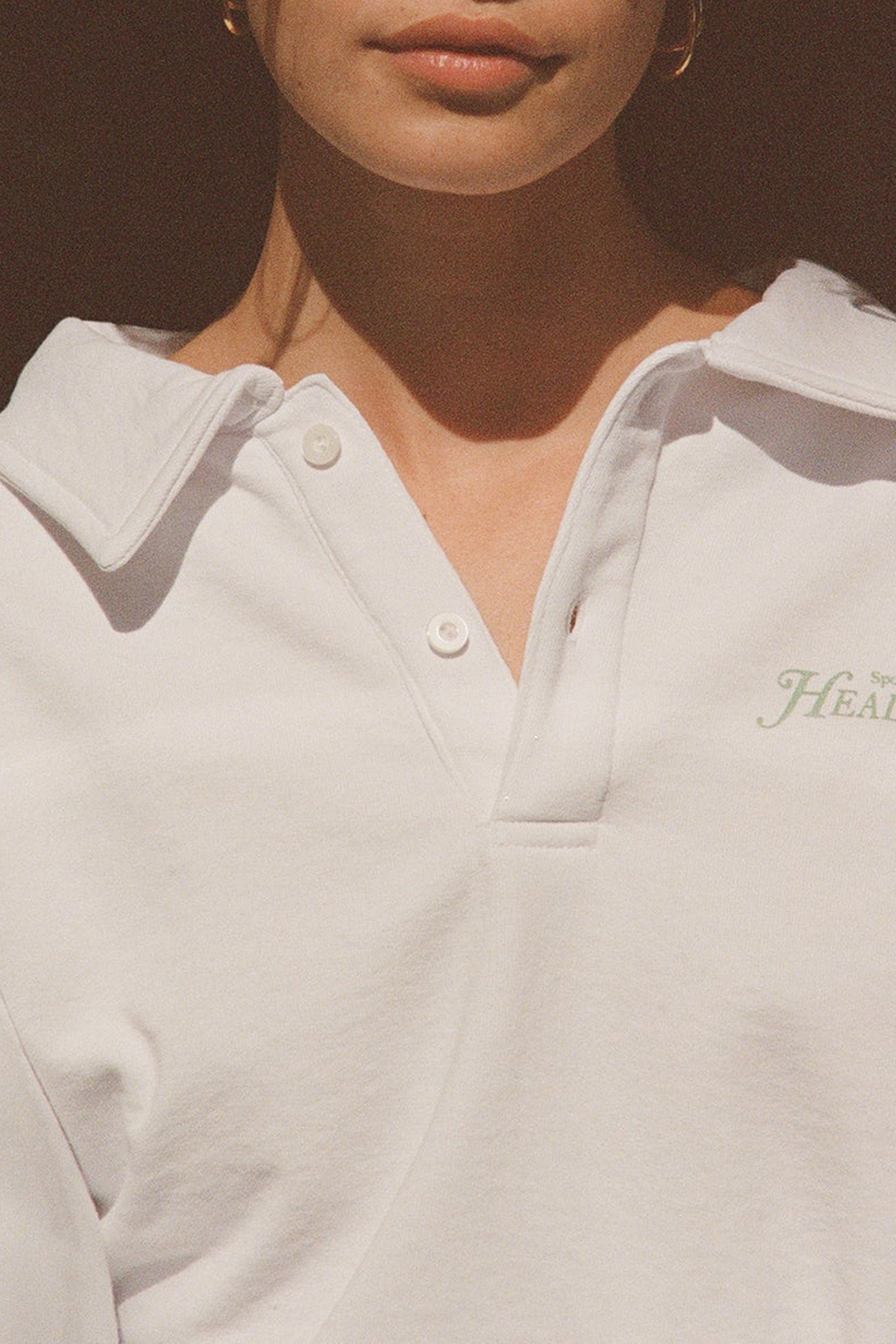 Long-sleeved polo shirt - White