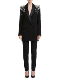 Blazer à revers en satin - Black & Silver