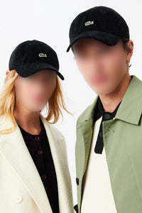 Casquette avec logo en velours côtelé - Noir