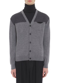 Cardigan bicolore - Gris sombre & gris leger & noir