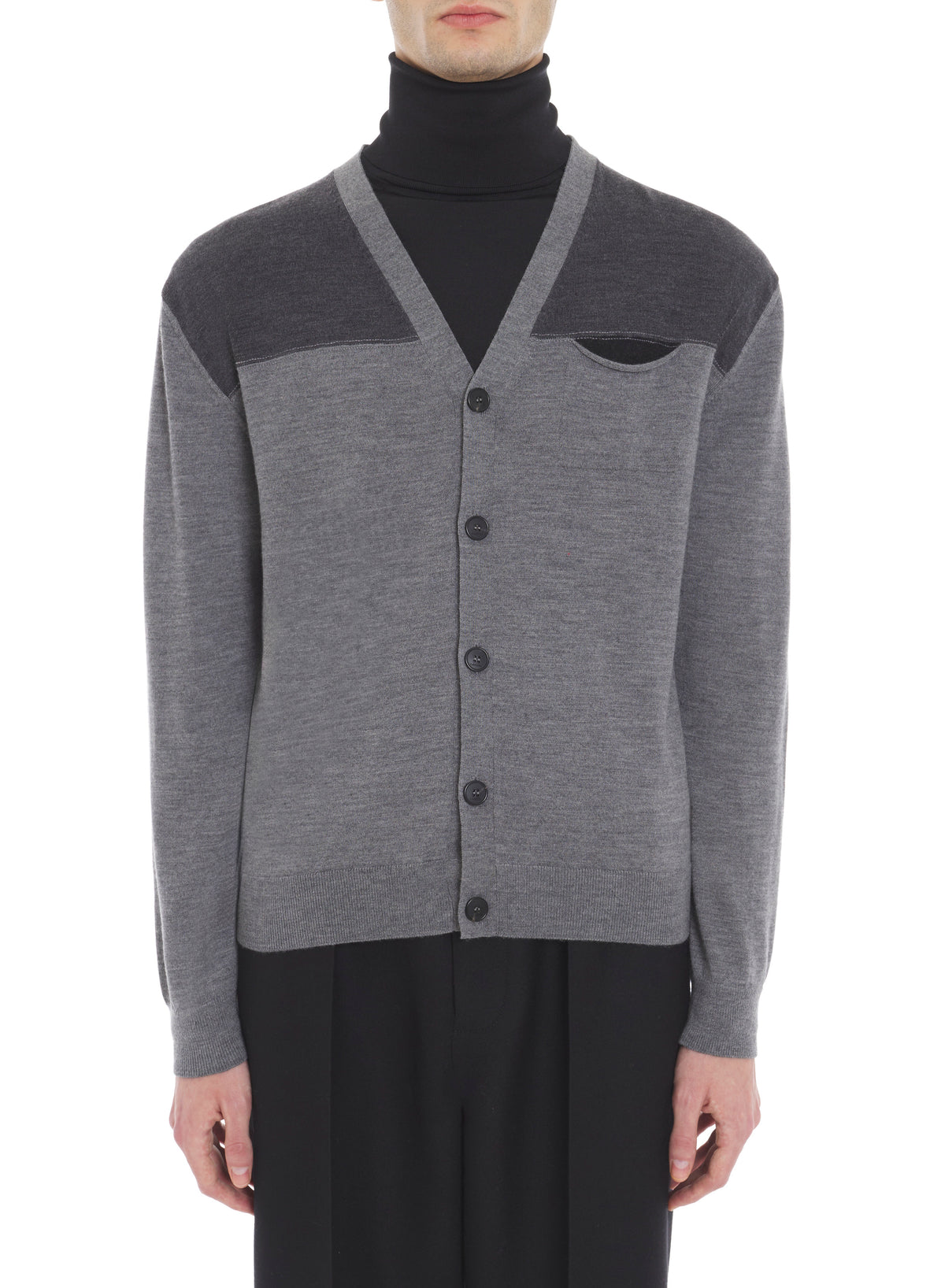 Cardigan bicolore - Gris sombre & gris leger & noir