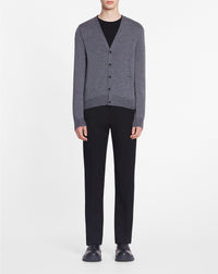 ZZNO STOCK GRIS FONCE CHINE MERINOS CARDIGAN