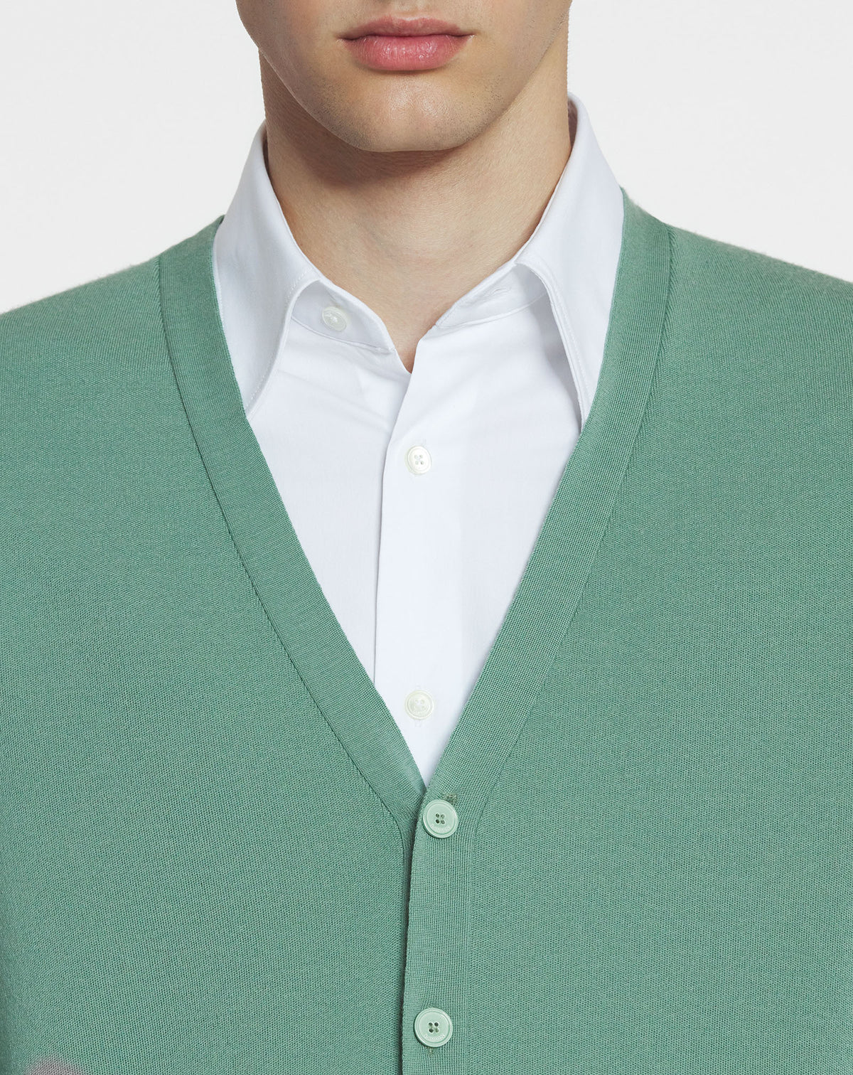Cardigan col v - Vert de gris