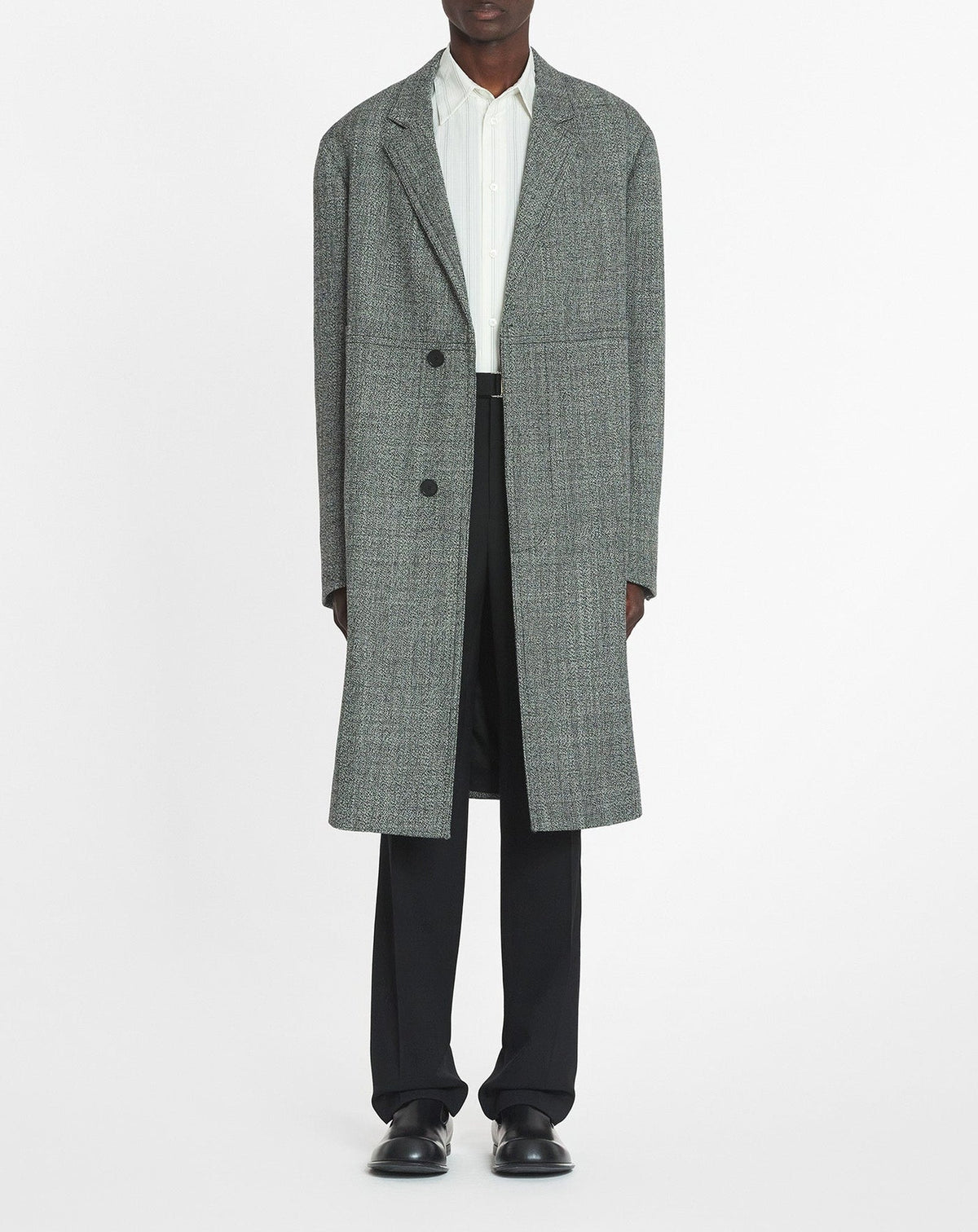 Manteau double boutonnage texturé - Noir & blanc