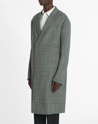 Manteau double boutonnage texturé en laine - Noir & Blanc
