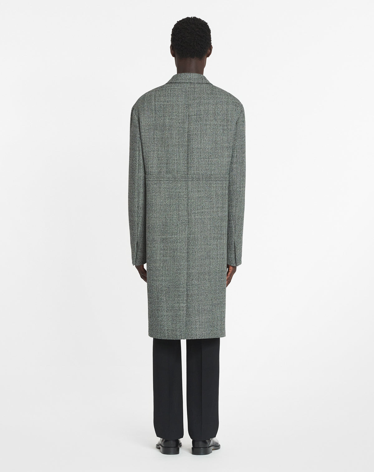 Manteau double boutonnage texturé en laine - Noir & Blanc