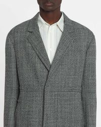 Manteau double boutonnage texturé en laine - Noir & Blanc