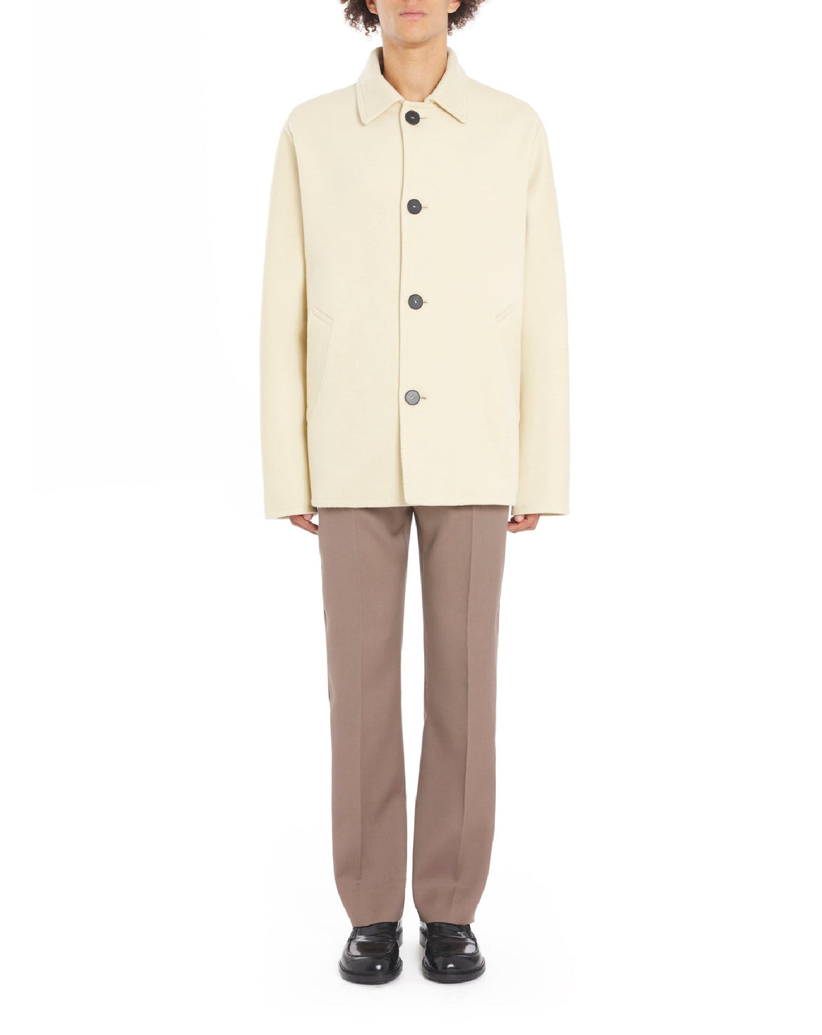 Manteau court double face en laine - Beige Clair