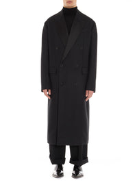 Manteau revers satin - Noir