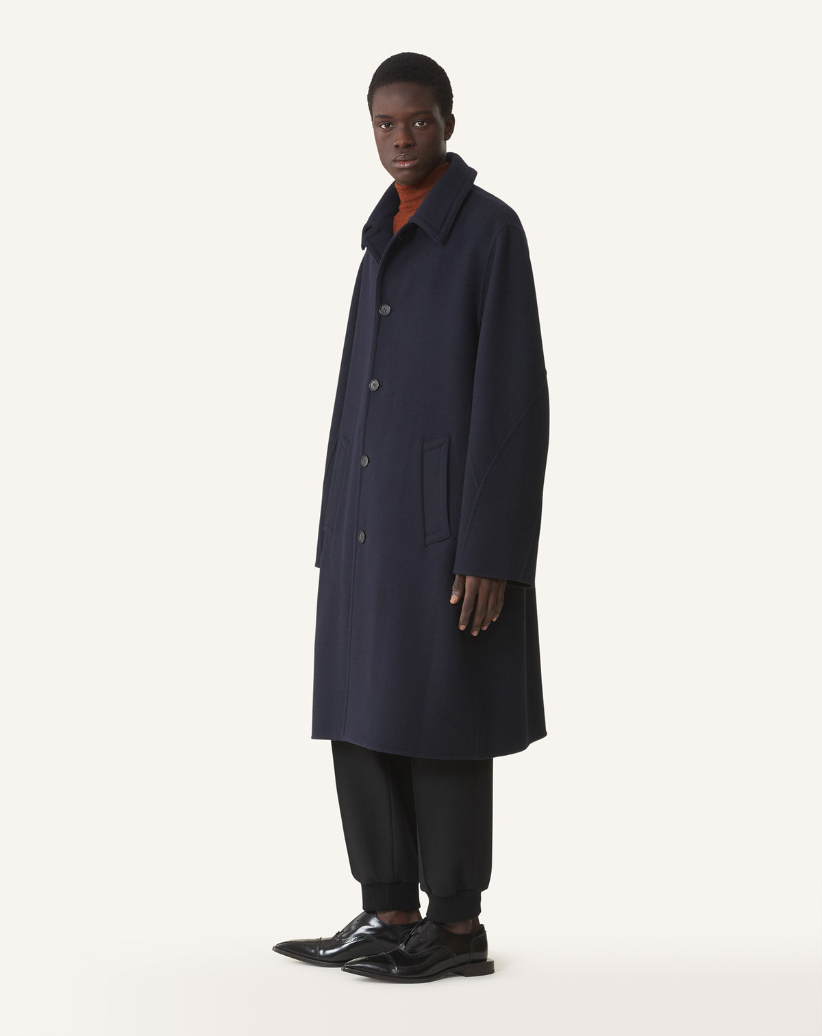 Car coat double face - Marine noir