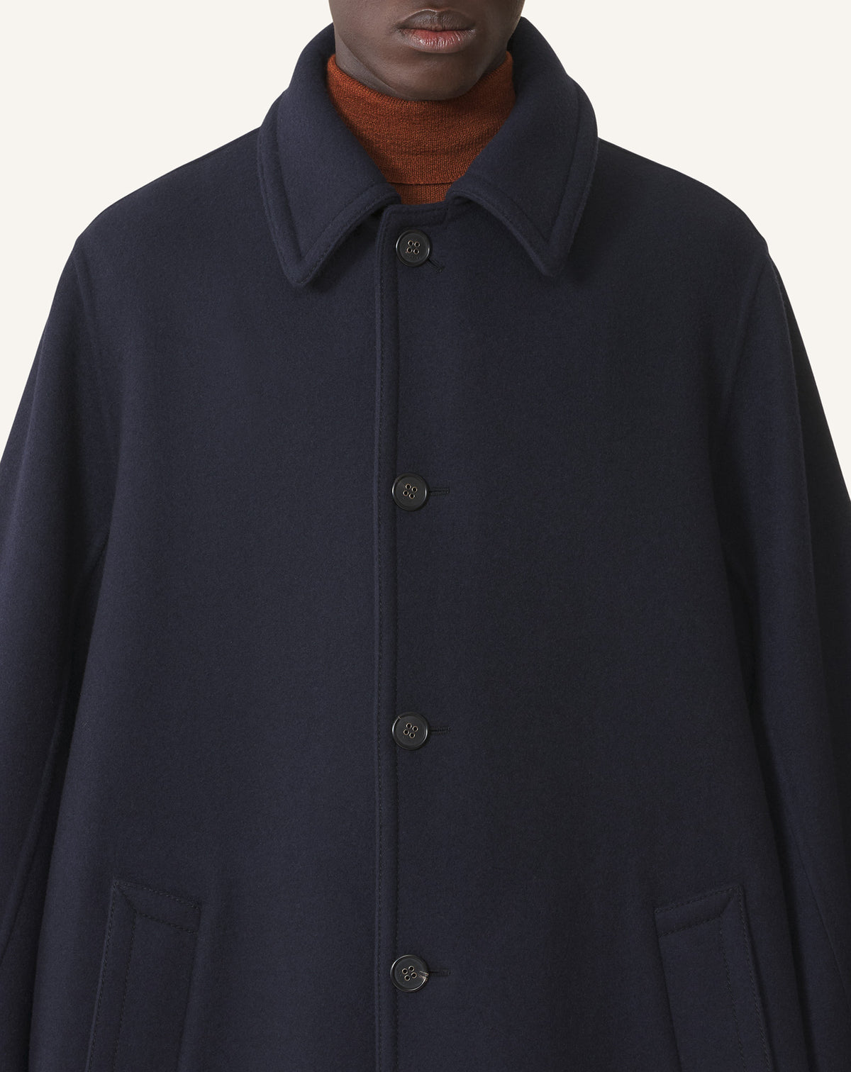 Car coat double face - Marine noir
