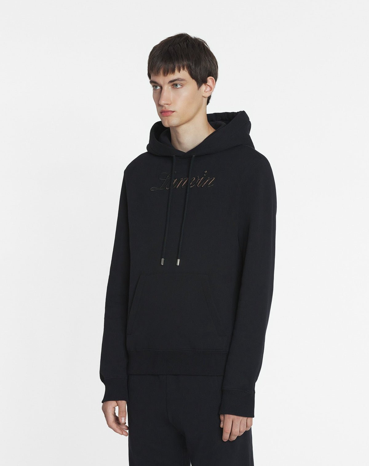 Hoodie logo manuscrit denim - Noir