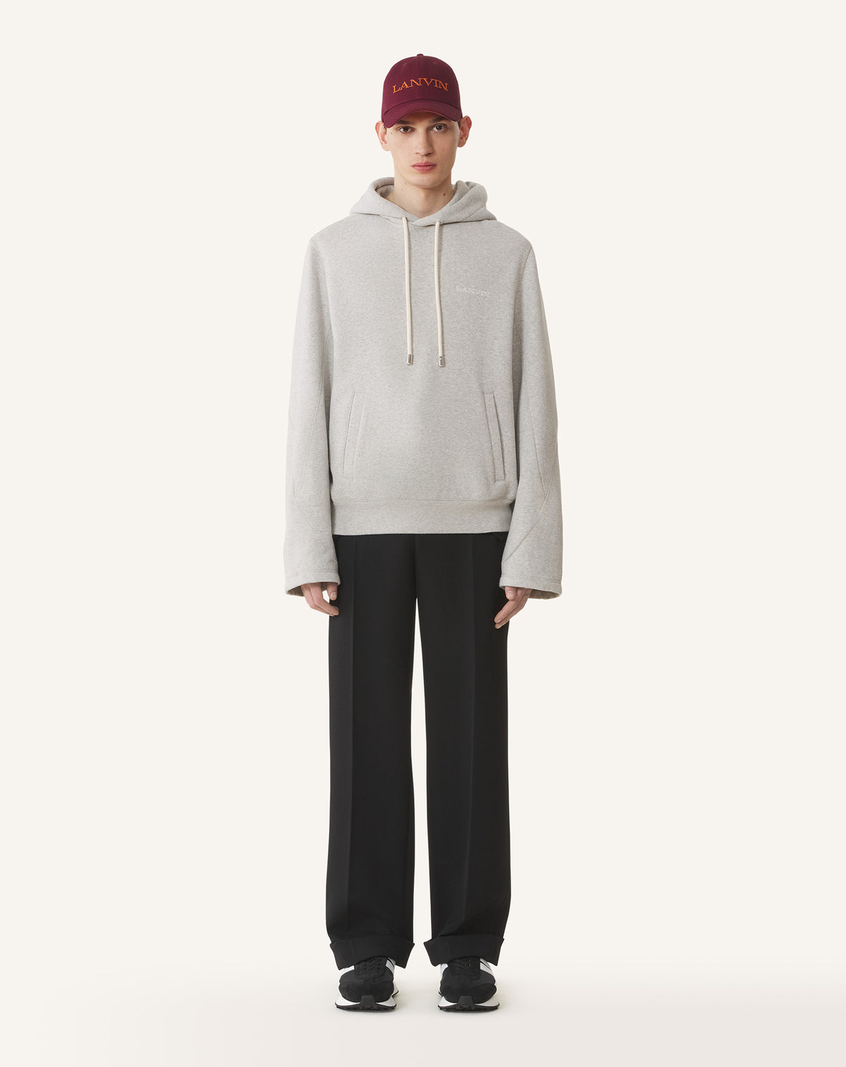 Hoodie détail logo - Gris chine