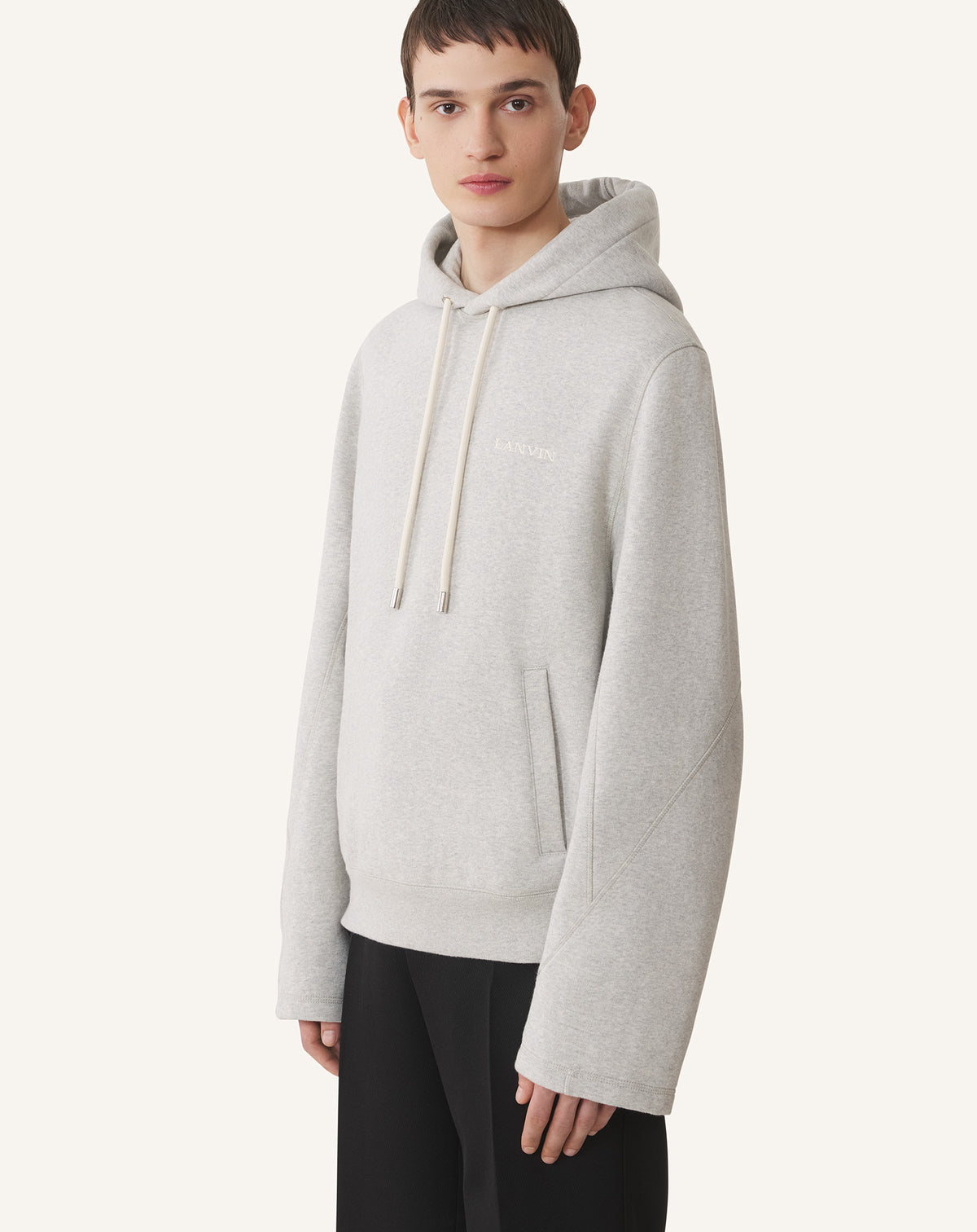 Hoodie détail logo - Gris chine