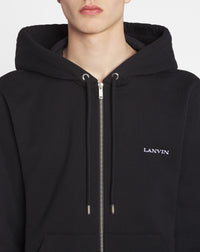 Sweat à capuche zippé imprimé - Noir