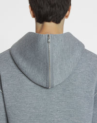 Sweat à capuche ample en laine - Acier