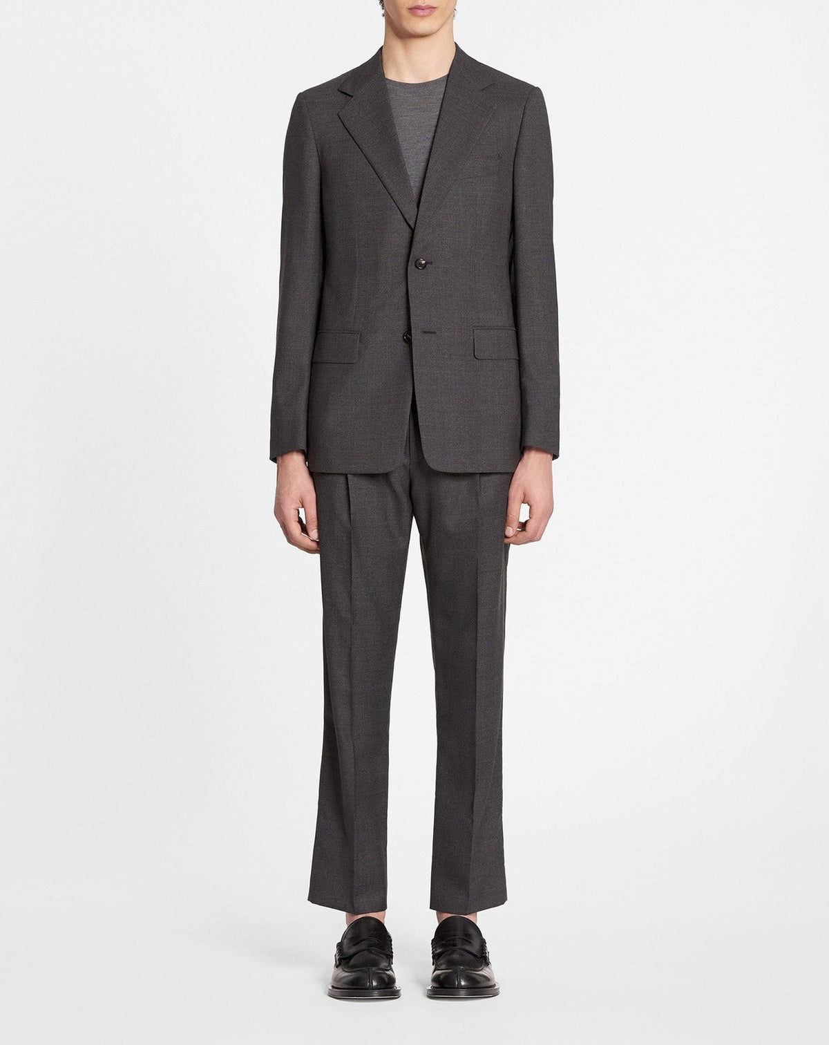 Blazer à simple boutonnage en laine - Anthracite