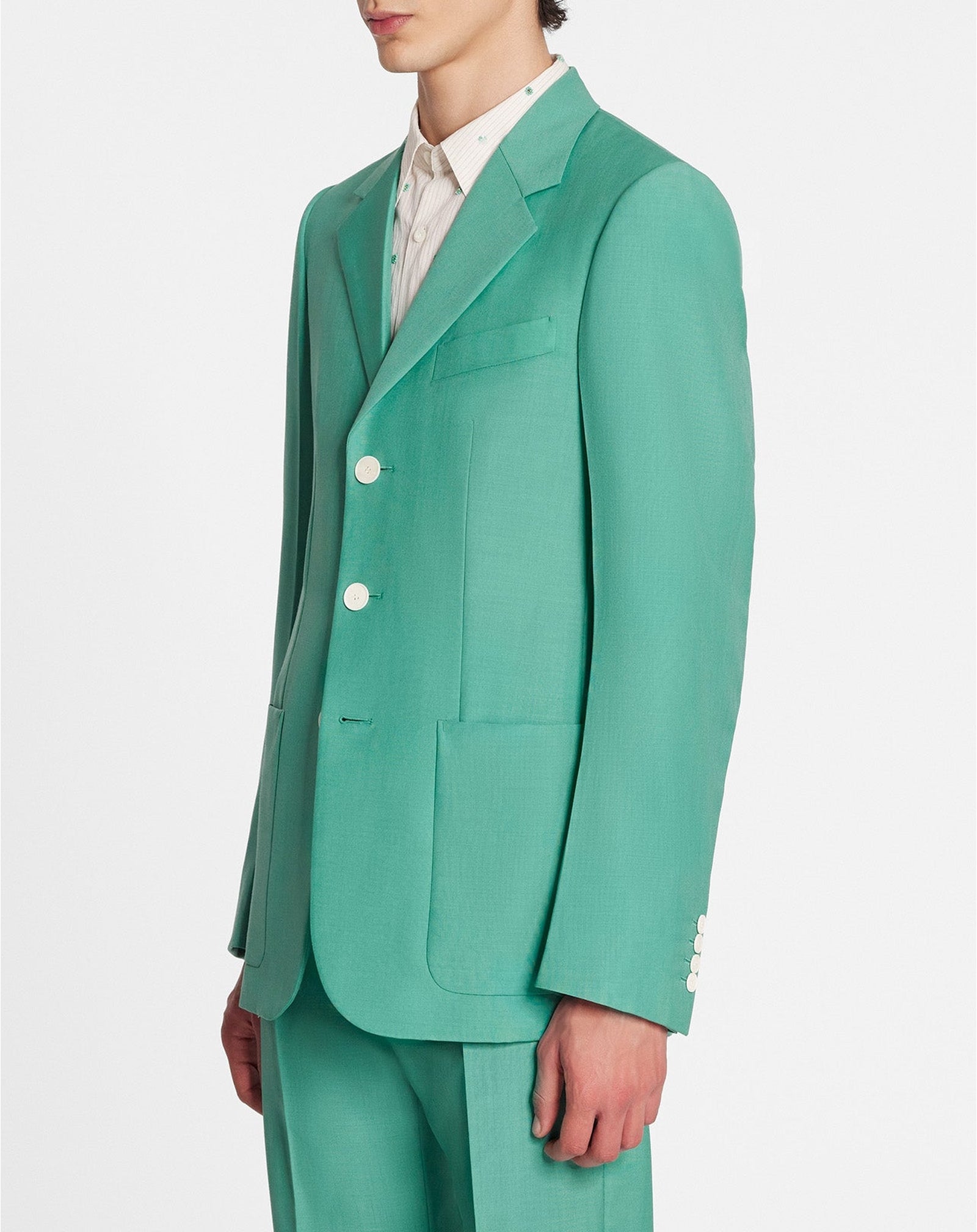 Veste 3 boutons avec poches en laine - Jade
