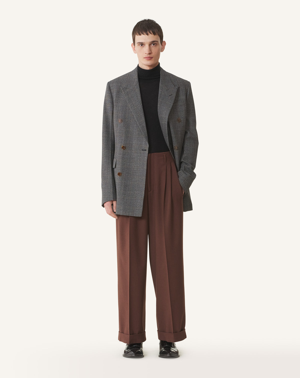 Veste ajustée double boutonnage - Gris fonce chine