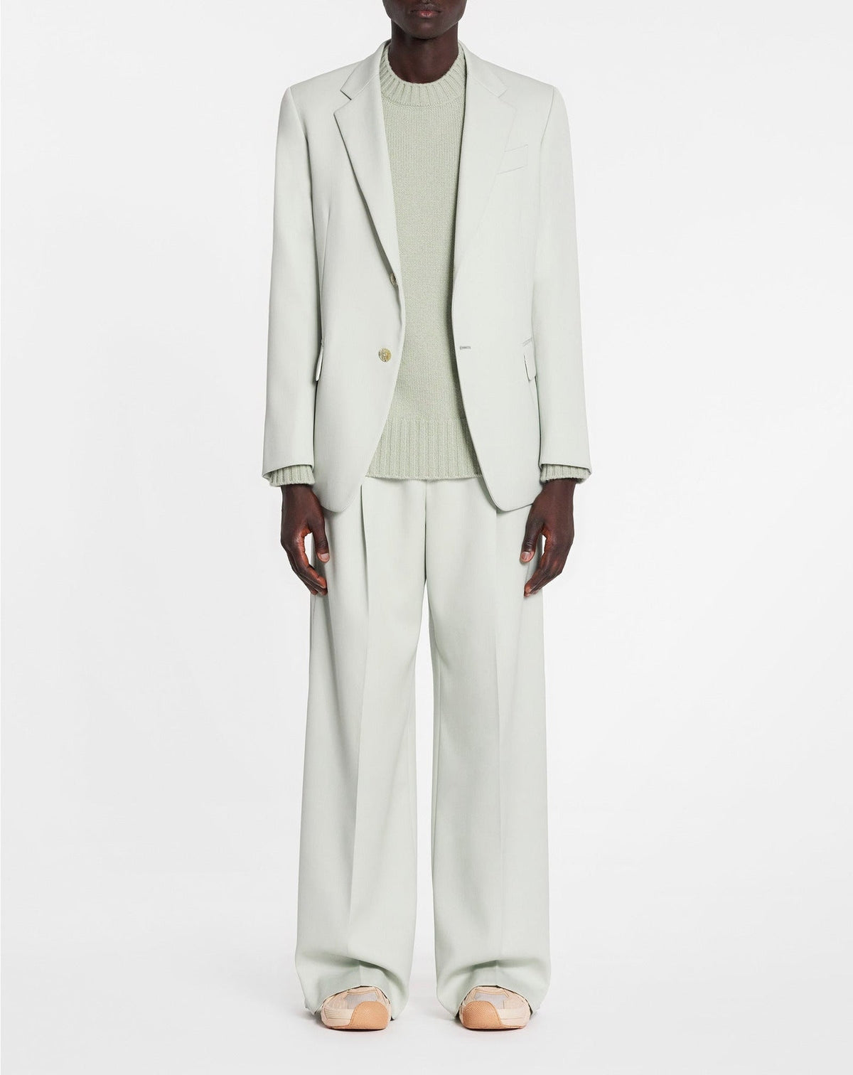 Blazer à simple boutonnage en laine - Sauge