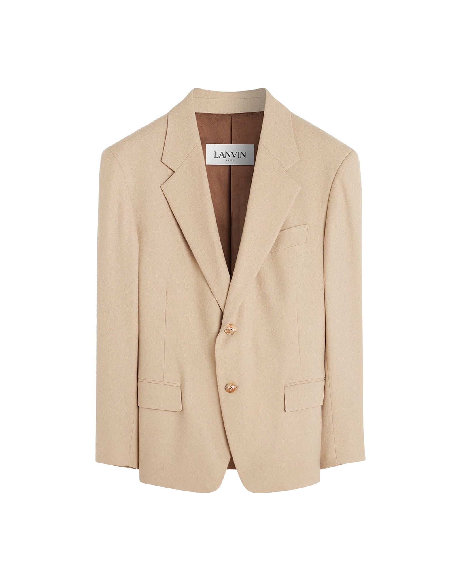 Blazer à simple boutonnage en laine - Beige Clair