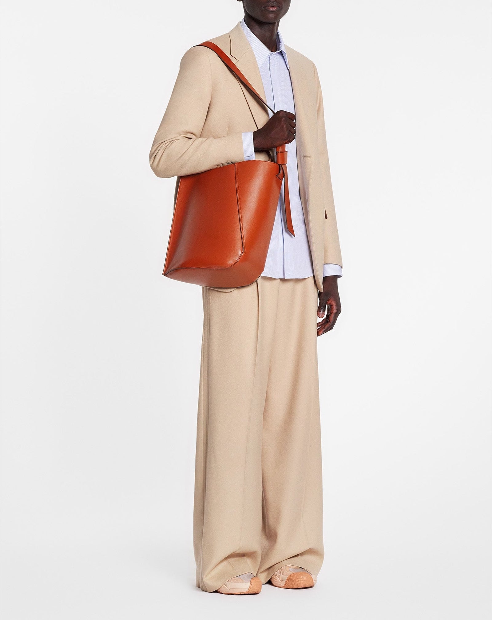 Blazer à simple boutonnage en laine - Beige Clair