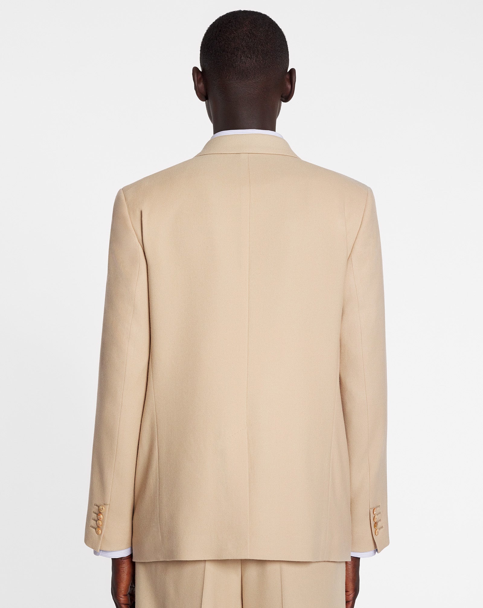 Blazer à simple boutonnage en laine - Beige Clair