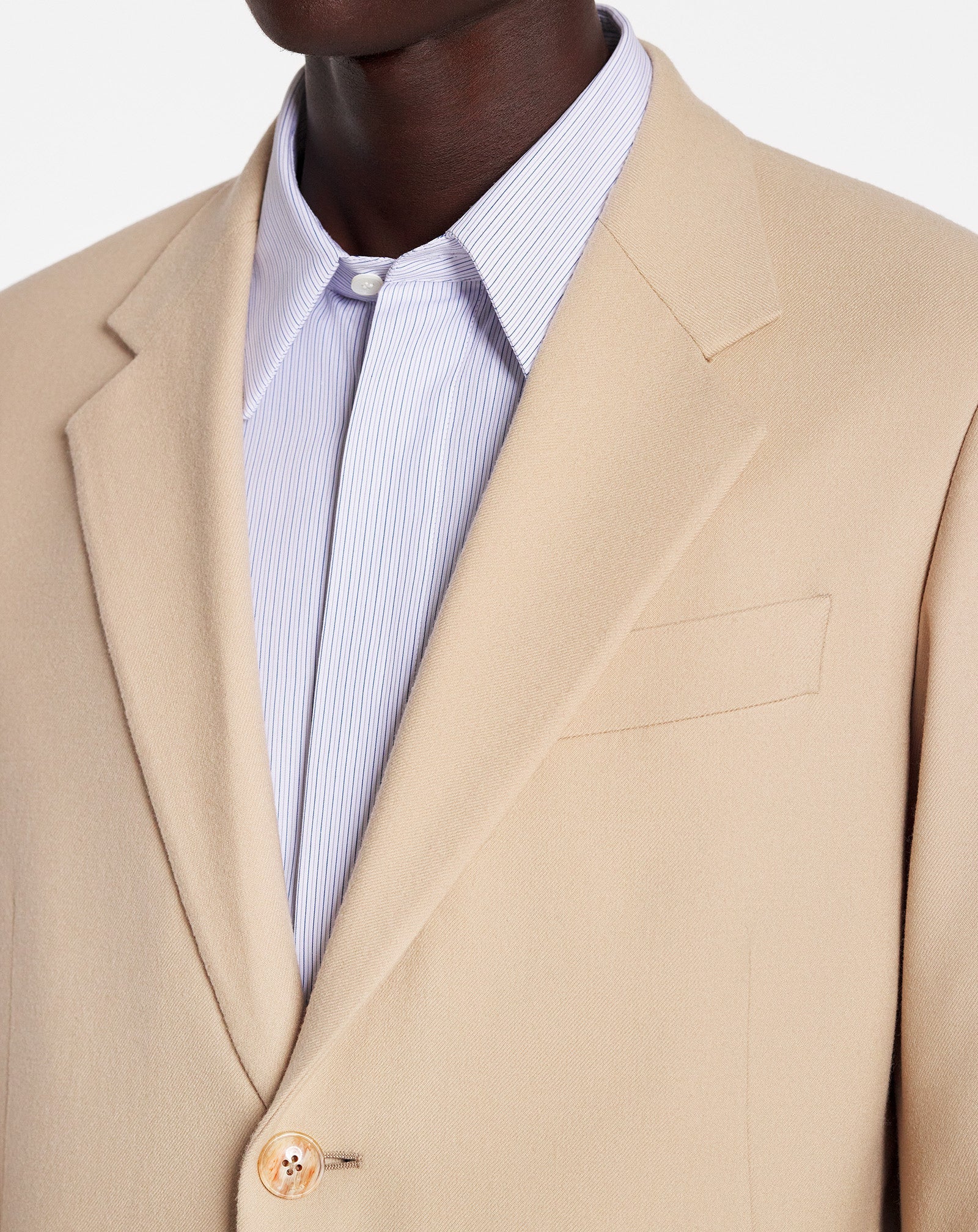 Blazer à simple boutonnage en laine - Beige Clair