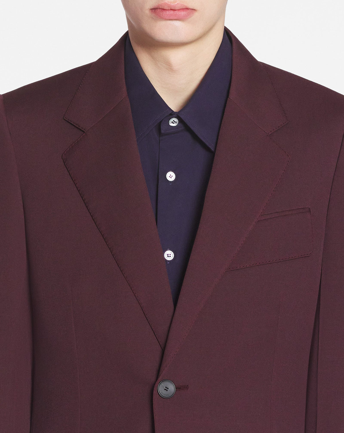 Veste simple boutonnage en laine - Bordeaux