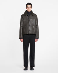 ZZNO STOCK LODEN INTARSIA SHEARLING JACKET
