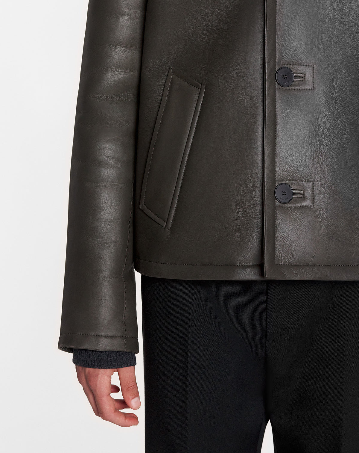 ZZNO STOCK LODEN INTARSIA SHEARLING JACKET