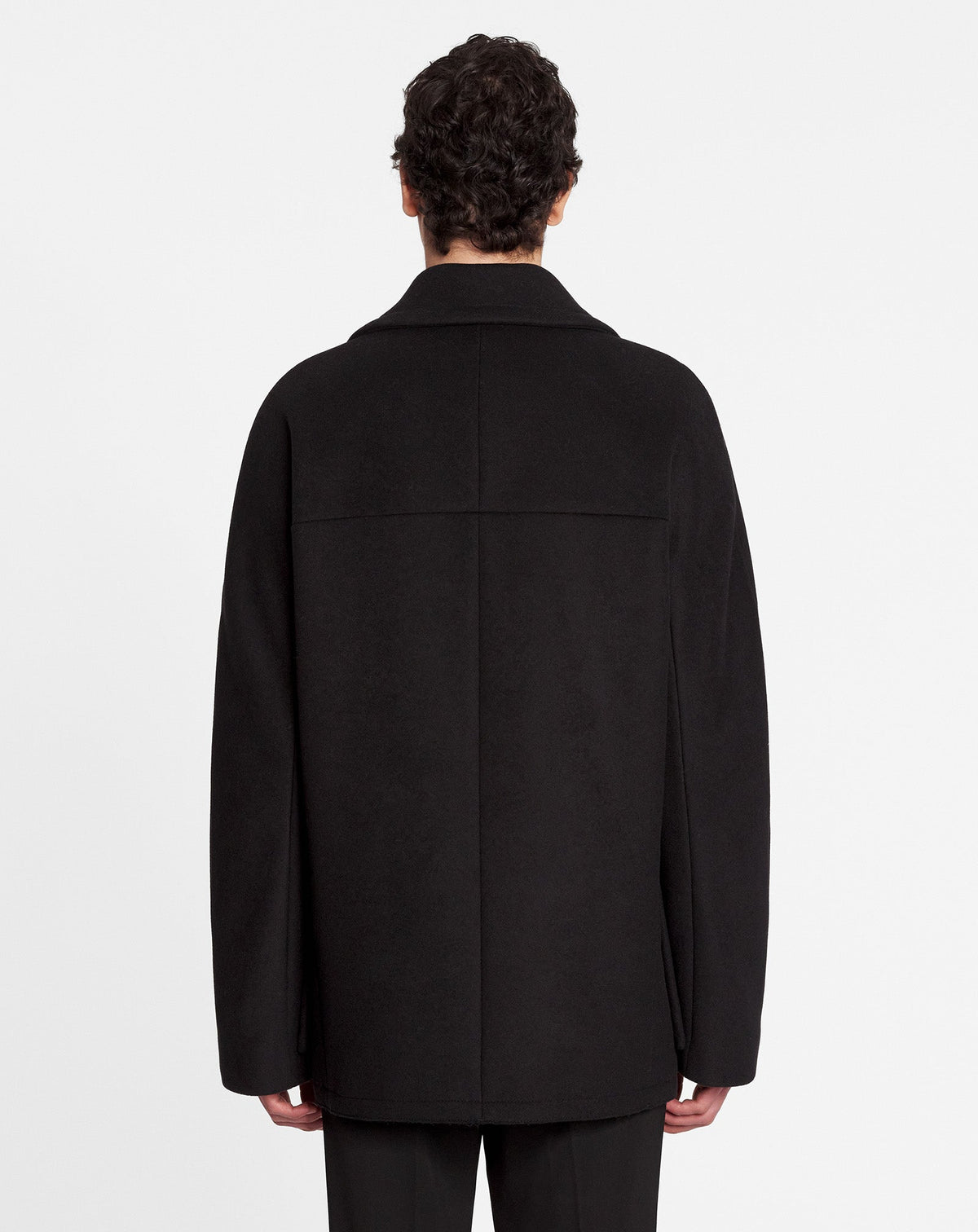 Caban effet kimono en laine - Noir