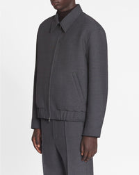 Blouson zippé col chemise en laine - Anthracite