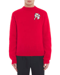 Pull col rond patch Clover Snake en mohair - Flamme