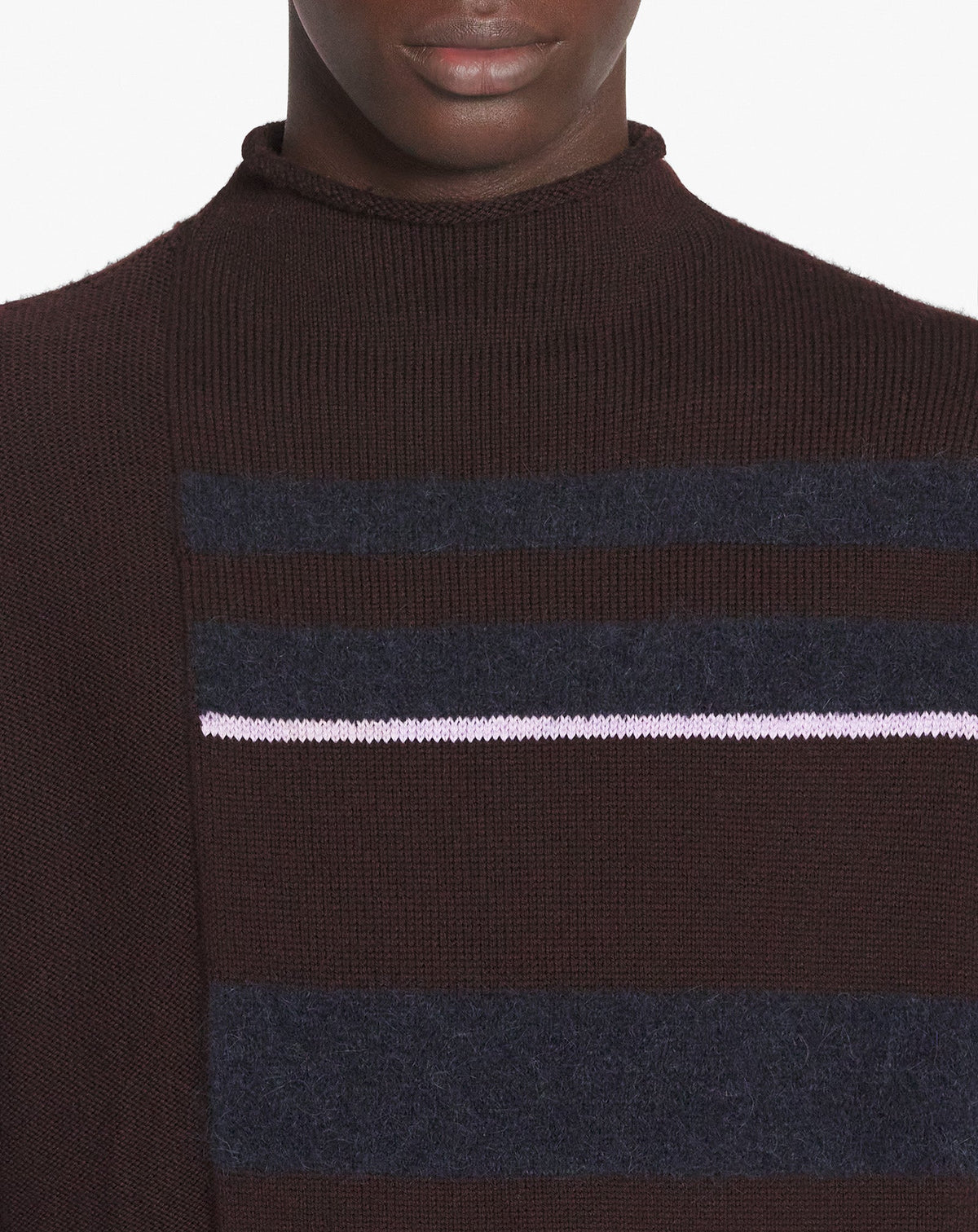 Pull à rayures - Marron glace