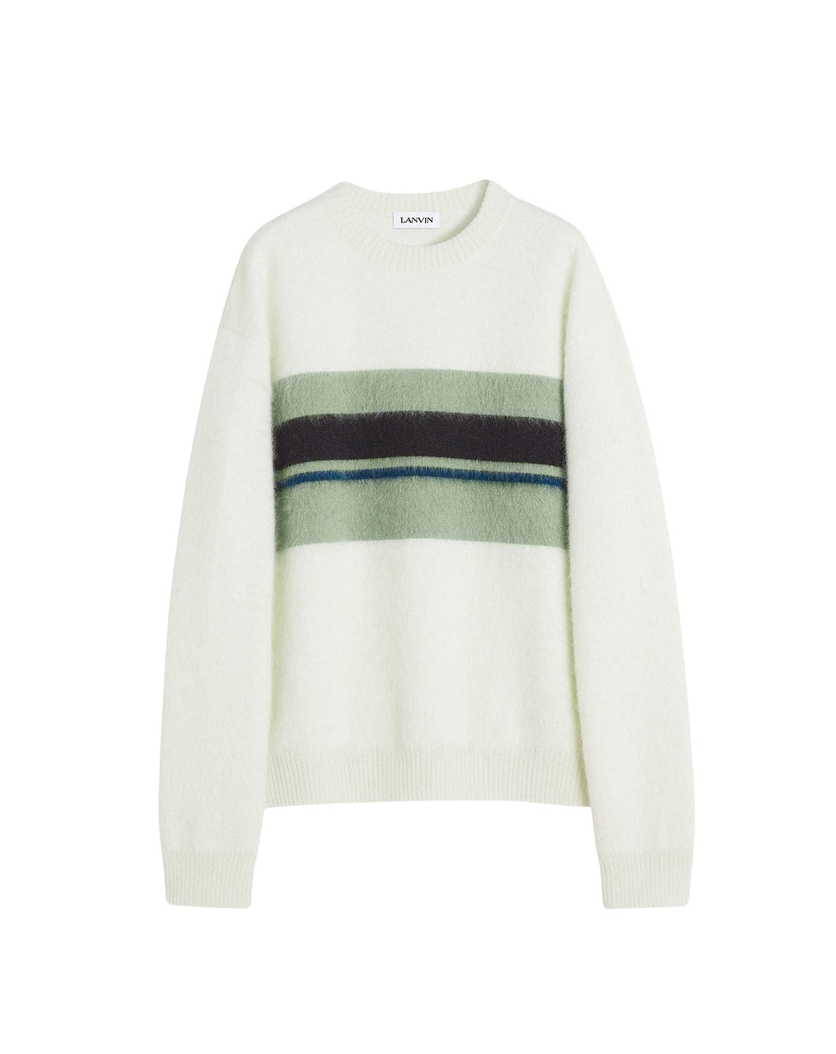 Pull à rayures - Ecru & vert de gris