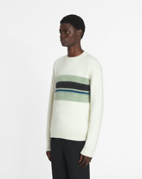 Pull à rayures - Ecru & vert de gris