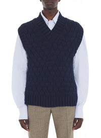 Gilet texturé - Bleu marine