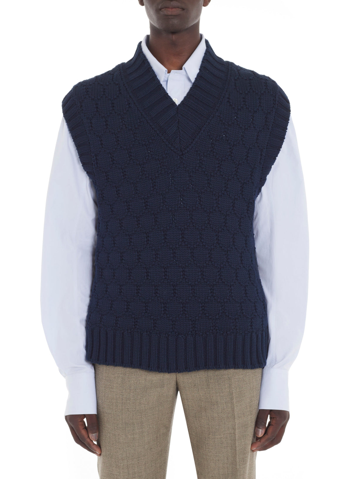 Gilet texturé - Bleu marine