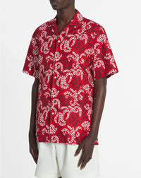 Chemise bowling à imprimé rateau - Carmin